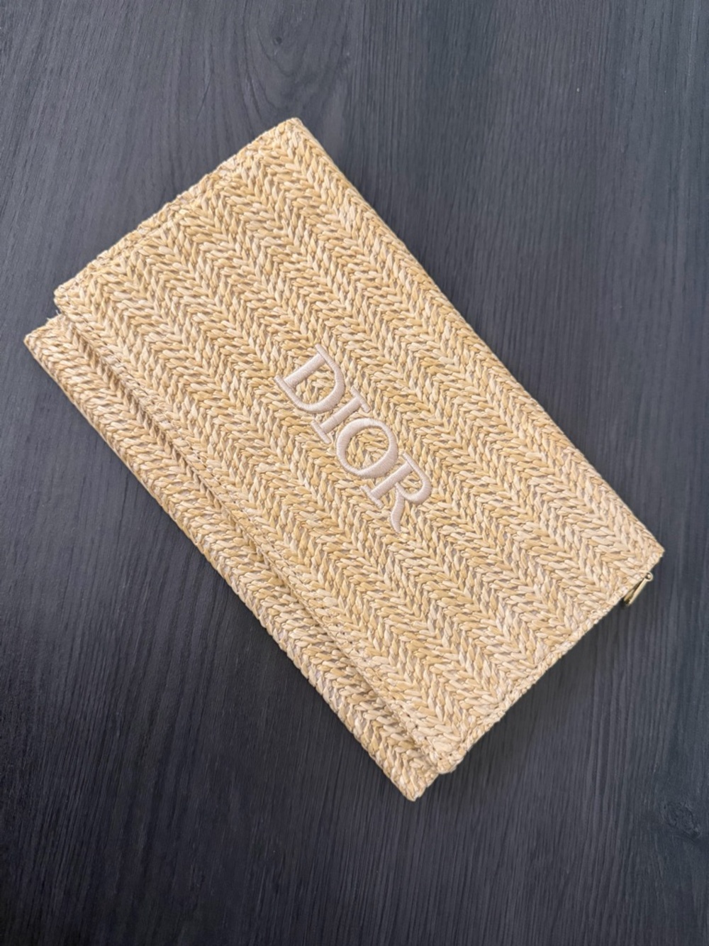 GWP-Dior Straw Foldover Clutch or/and Crossbody in Natural Beige